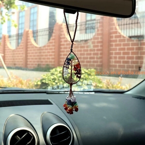 Factory <strong>Price</strong> Natural Crystal Stone Tree of Life Keychain Pendant Chakra Hanging Copper Wire <strong>Wrap</strong> <strong>Car</strong> Wall Hanger Home Deco - Product Image 2