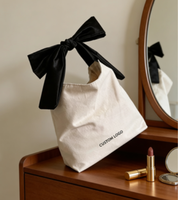 Bolsa de Compras de Lona Negra Reciclada Ecológica Personalizada al por Mayor para Mujer con Cinta