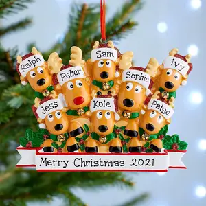 2021 kustom unik kerajinan pribadi pohon Natal dekorasi rusa rusa rusa rusa kutub ornamen orang Resin keluarga Santa hadiah