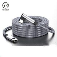 Câble de données USB en forme de L a vers Type C pour casque VR 5 à 7 mètres Charge rapide 5A Veste en nylon pour ordinateurs et appareils photo
