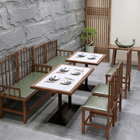Meubles commerciaux sur mesure, style chinois, table à manger en bois massif, chaises, ensembles de canapés pour restaurant, stand de restauration, banquettes pour restaurant de nouilles