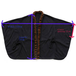 Fabriek Beste Prijs Custom Zwarte Echte Nertsen Bont Trim Wol Gebreide Bont Capes - Product Image 5