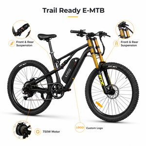 Bicicleta eléctrica de aleación de aluminio de 27.5 pulgadas, motor de alta velocidad de 750W, 80 km de autonomía, batería personalizada de 48V 20Ah, precio. - Product Image 1