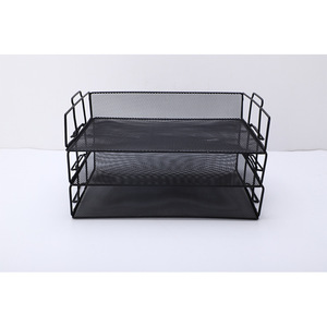 Metal <b>File</b> Holder 3 Tier Black Mesh Office Storage Rack Document <b>Organizer</b> Letter Holder Stationery Supply - Product Image 2