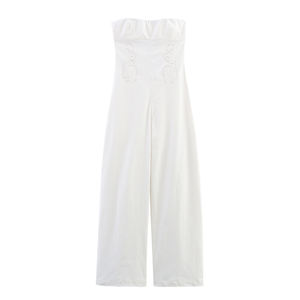 Combinaison-pantalon <span class=keywords><strong>sans</strong></span> bretelles, broderie blanche, vente chaude, mode décontractée, une pièce, pour femmes - Product Image 1
