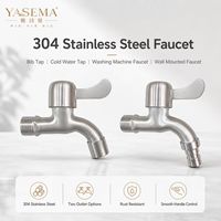 Robinet mural en acier inoxydable SUS304 pour eau froide, robinet de machine à laver, robinet d'évier de buanderie
