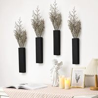Lot de 4 jardinières murales en bois, décoration murale pour plantes artificielles, supports en bois pour plantes, vase de poche suspendu