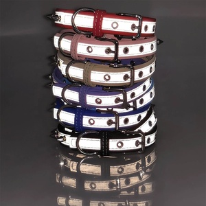 लक्जरी क्लासिक कुत्ते बुलेट हेड रिवेट कॉलर सुपर फाइबर सामग्री प्रतिबिंबित व्यक्तिगत टिकाऊ एंटी-काटने वाले गले - Product Image 4