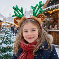 Serre-tête synthétique pour filles, motif bois de renne scintillant, clochettes, pour Noël et fêtes, directement de l'usine