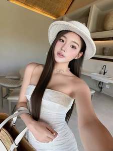 Wholesale 2026 <b>Summer</b> Women Elegant Strapless Eyelet Lace Maxi <b>Dress</b> <b>Boho</b> Beach Vacation Resort Wear Outfits - Product Image 5