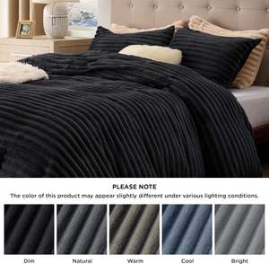 Ensemble de housse de <span class=keywords><strong>couette</strong></span> en flanelle chaude ultra douce et moelleuse à motif rayé, toucher <span class=keywords><strong>nuage</strong></span>, fabriqué à l'usine de Nantong - Product Image 6