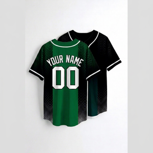 Camiseta de Béisbol Personalizada con Rayas Verdes y Negras, Sublimada, con Botones, Uniforme de Equipo, Absorbe la Humedad, OEM ODM - Product Image 1