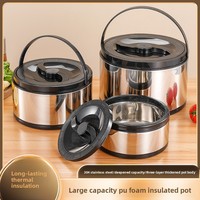 Termo de Acero Inoxidable, Moderno, Minimalista, de Gran Capacidad, Aislado, para Uso Comercial, Termo para Almuerzo, Portátil para el Hogar