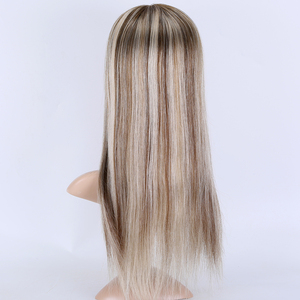 Postizo <span class=keywords><strong>de</strong></span> <span class=keywords><strong>Cabello</strong></span> Humano Europeo 100% Sin Procesar, con Base <span class=keywords><strong>de</strong></span> Seda 7x8, Color Castaño Claro con Mechas Rubias Claras - Product Image 4