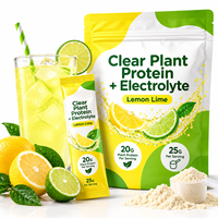Poudre d'isolat de protéines végétales transparente 20G avec électrolytes, saveur citron-lime, en sachet, pour marque privée OEM/OBM