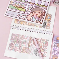 Cuaderno de Pegatinas Kawaii con Dibujos Animados, Papel de Doble Cara, Encuadernación en Espiral, Cinta Adhesiva Washi, Libro de Almacenamiento, Material de Papelería para Scrapbooking DIY