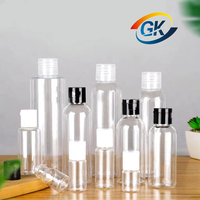 Bouteille en plastique transparente PET vide avec bouchon à clapet, 30 ml, 50 ml, 100 ml, 120 ml, 200 ml, 250 ml
