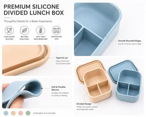 Recipiente de Silicona de Grado Alimenticio para Almuerzo, Apto para Microondas, Libre de BPA, para Niños y Adultos, Apto para Lavavajillas y Congelador - Product Image 4