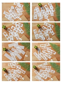 แม่แบบลายฉลุชอล์กวาดรูปสัตว์ขนาดเล็กสีสันสดใสขนาด13x13ใช้ซ้ำได้สำหรับเด็ก - Product Image 2