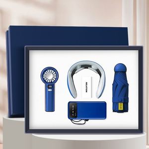 Coffret Cadeau d'Entreprise Personnalisé 4-en-1 avec Ventilateur Portable, Batterie Externe, Parapluie et Masseur Cervical – Prise en Charge de la Personnalisation du Logo et de la Couleur - Product Image 2