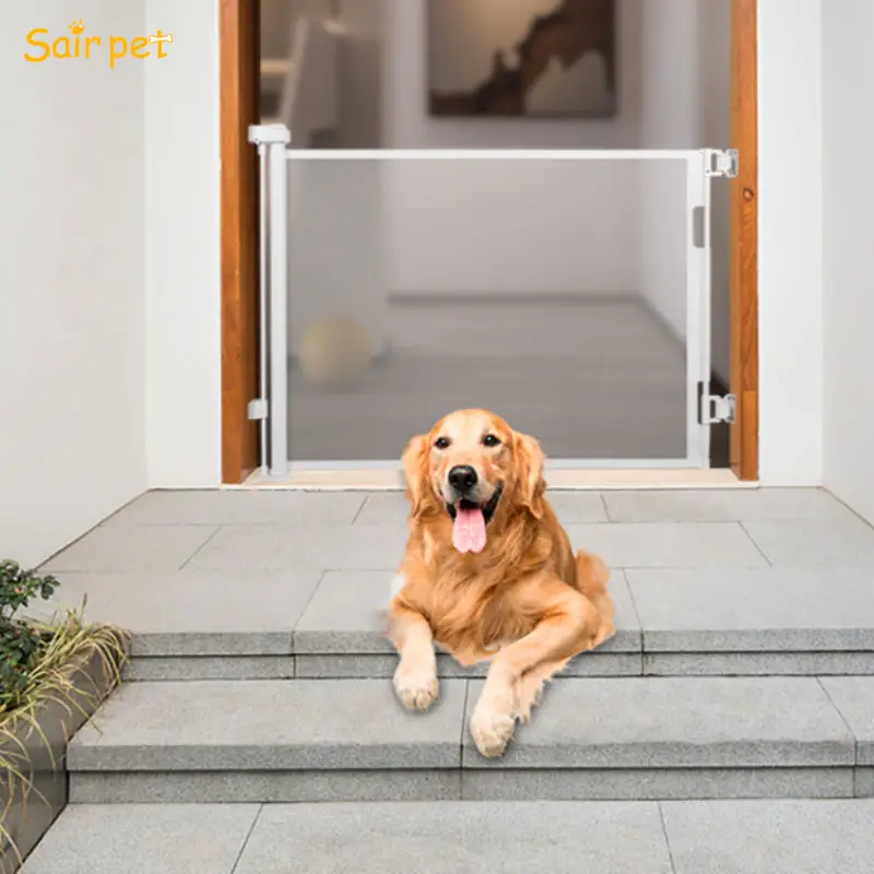 2023 new retractable mesh dog gate and baby safety gate pet gate Extra Wide/Tall for doorways stairway hallways