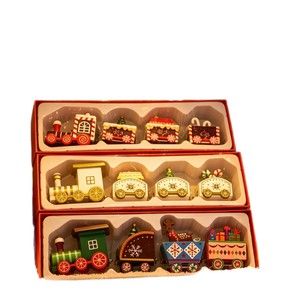 <b>Christmas</b> Decorations Furniture Creative Decorations Gift <b>Boxes</b> Retro Style pink Wooden Trains Handmade Cartoons - Product Image 5