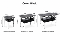 Table de camping pliable à hauteur réglable avec filet de rangement en maille, bureau en aluminium enroulable pour barbecue en extérieur – Vente en gros