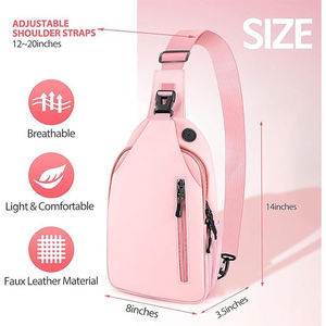 Custom Waterproof Nylon <b>pink</b> Messenger Sling Daily Carry Fashion Simple Shoulder Outdoor Chest <b>Crossbody</b> <b>Bag</b> for Women - Product Image 2