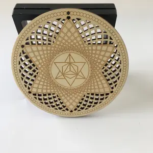 Laser Cutting Wooden Engraved Flower Laser Cut Seed Of Life Crystal Grid Sri Yantra Wall Decor