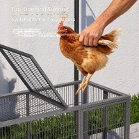 Poulailler en fer pour usage domestique, intérieur/extérieur, grande taille, avec système de retrait automatique du fumier, pour l'élevage de poulets, anti-renards, pliable, en treillis métallique