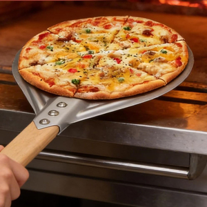YINHAO <span class=keywords><strong>Pizza</strong></span>-Wendeschaufel 8/9 Zoll Metall Antihaft-Pizzaheber 430 Edelstahl <span class=keywords><strong>Pizza</strong></span>-Wendeschaufel mit Holzgriff - Product Image 4