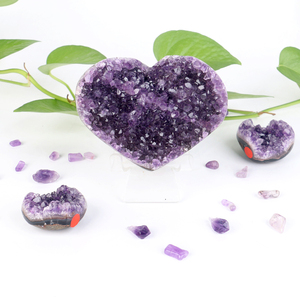 Cristal Natural de Alta Calidad, Geoda, Piedras Curativas, Amatista en Bruto, Forma de Corazón para Sanación - Product Image 5