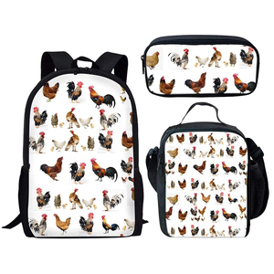 Dropshipping enfants <span class=keywords><strong>cartable</strong></span> sac à dos enfants sac d'école sacs mignon poulets imprimer 3 pièces ensemble personnalisé 3 en 1 sac d'école - Product Image 2