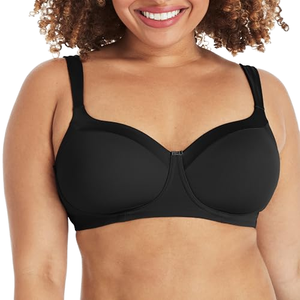 Soutien-gorge blanc sans armatures en tricot uni, sans couture, respirant, bonnet 3/4, pour usage quotidien, avec bretelles réglables et fermeture à agrafes - Product Image 1