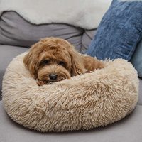 Offre Spéciale rond longue peluche Super doux chat chien animal de compagnie lit de couchage chiot chien panier coussin tapis Portable chat chien nid