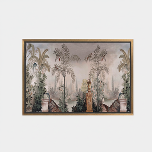 Tropical Bird Garden Printed Canvas: Elegant Panoramic Landscape Decor,<b>GOLD</b> <b>FRAMED</b> CANVAS - Product Image 2