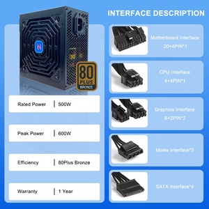 Chất lượng cao 500W 600W 700W 750W ATX <span class=keywords><strong>PC</strong></span> Nguồn cung cấp năng lượng chuyển đổi máy tính PSU cho máy tính để bàn và máy chủ ứng dụng - Product Image 3