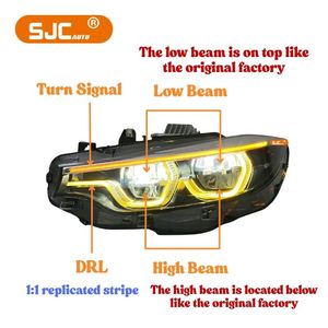 Faros Delanteros SJC US STOCK Auto V2 IKON para BMW Serie 4 F32 M4 F33 F80 F82 420i 428i 430i 435i 2013-2019, Luz Delantera con Intermitentes - Product Image 2