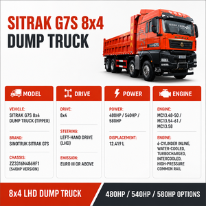 รถบรรทุก<span class=keywords><strong>มือ</strong></span><span class=keywords><strong>สอง</strong></span> SITRAK G7S 8x4 480 แรงม้า ถึง 560 แรงม้า ตัวเลือกสต็อกสำหรับผู้ซื้อทั่วโลก รถบรรทุก SITRAK <span class=keywords><strong>8</strong></span>*4 - Product Image 5