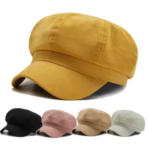 女性8个面板遮阳帽贝雷帽报童帽棉质新闻男童帽