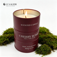 Velas en Tarro de Cerámica Negro Mate de 320g para Hombre, Velas Aromáticas Masculinas al por Mayor para Decoración Industrial, Aroma Personalizado