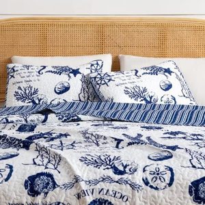 Chất lượng cao 3-Piece Reversible hải lý Quilt <span class=keywords><strong>Comforter</strong></span> tất cả các mùa giải nhà thiết kế Sheets bedding Set - Product Image 3