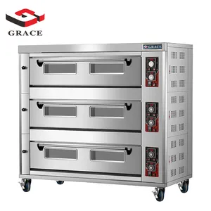 GRACE Commercial Big Size Triple Deck Bakery Oven 3 Decks 9 Trays Gas Deck Oven