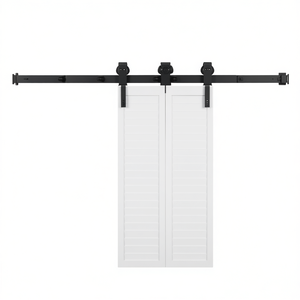 D0100X35948 <b>Bi</b> <b>Folding</b> Sliding Barn <b>Door</b> Hardware 40 Inch Track Kit For Two 18 Inch <b>Doors</b> Interior Storage Closet Farmhouse Styl - Product Image 1