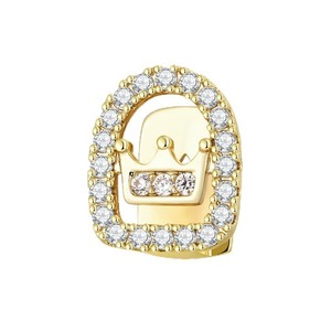 Crown Full Zircon Gold Silver Grillz Bezel Setting Party Unisex False Teeth - Product Image 5