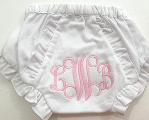 Bloomers con monograma, 100% algodón, ropa nueva, juegos de regalo para ducha, cubierta de pañal para niña - Product Image 1
