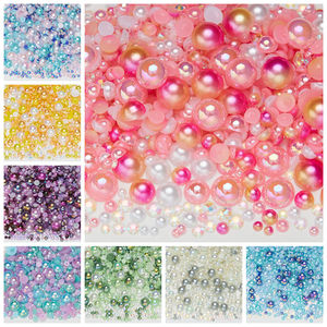 Nail Art Accesorios para teléfonos móviles Set <span class=keywords><strong>Ab</strong></span> Dazzling Colorful Flats Bottom Diamond Half Pearl Mixed Colorful Rhinestones - Product Image 2