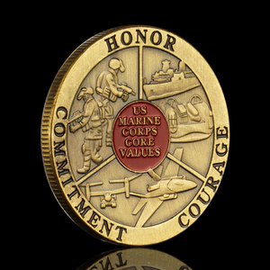 Medalla decorativa de valores centrales inspirada en el Cuerpo de Marines, moneda de recuerdo coleccionable de artesanía de Metal patriótico para exhibición de entusiastas - Product Image 5