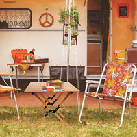 Table de camping pliable en métal à haute capacité de charge, portable, pour pique-nique, barbecue en plein air, plage