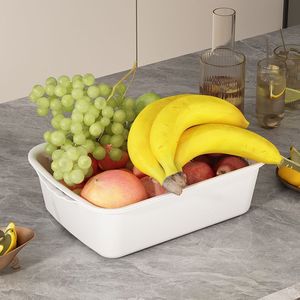 Grand panier égouttoir en plastique irrégulier blanc pour la cuisine domestique, idéal pour les fruits et légumes - Product Image 3